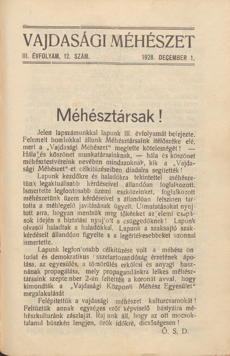Vajdasági méhészet, 3. évf. 1928. december 1. 12. sz.