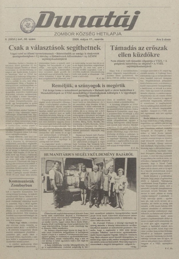 Dunatáj, 2. évf. 2000. május 17. 58. sz.