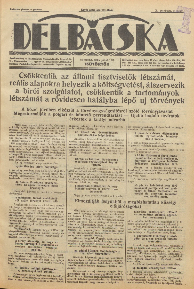 Délbácska, 10. évf. 1929. január 10. 8. sz.