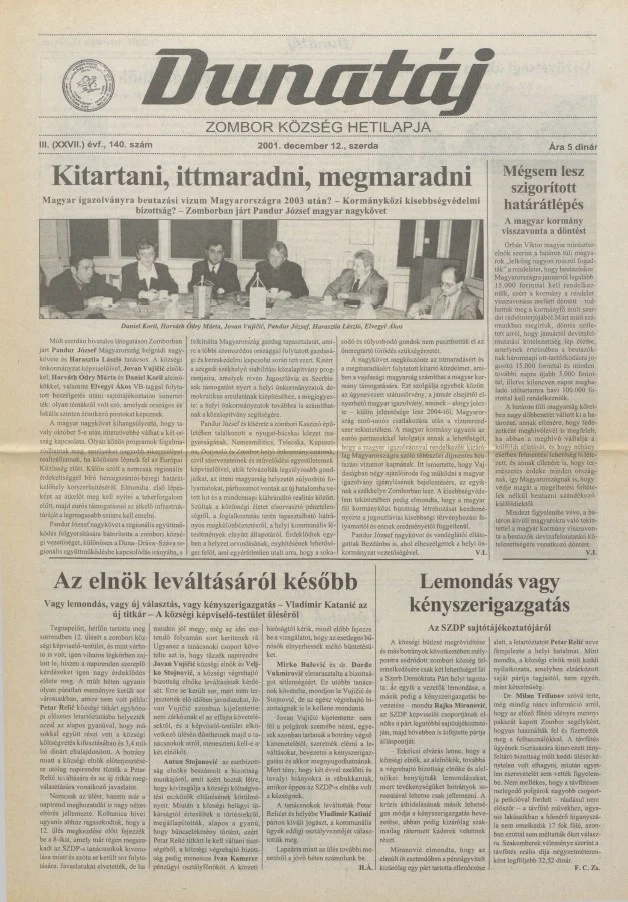 Dunatáj, 3. évf. 2001. december 12. 140. sz.
