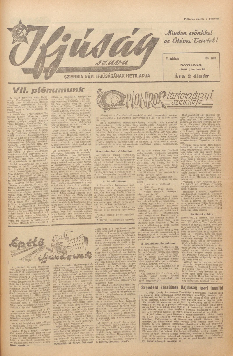 Ifjúság Szava, 5. évf. 1949. június 11. 196. sz.