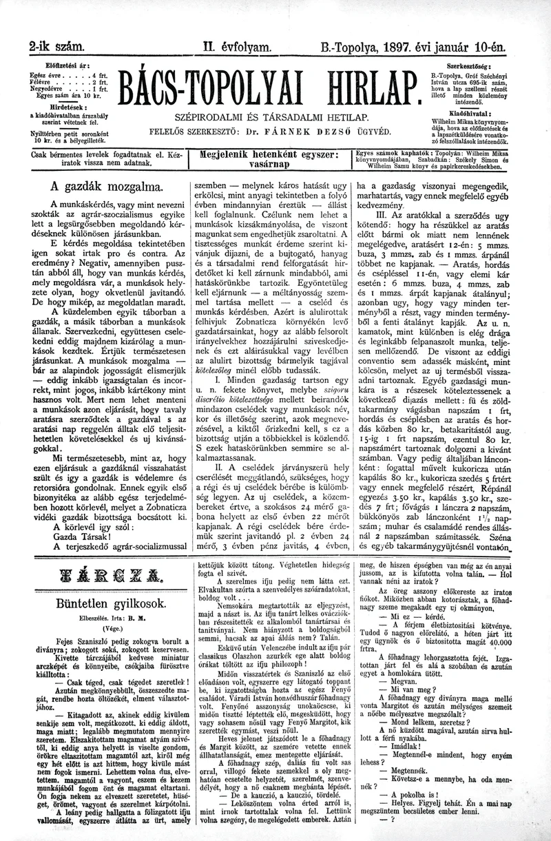 Bács-Topolyai Hirlap, 2. évf. 1897. január 10. 2. sz.