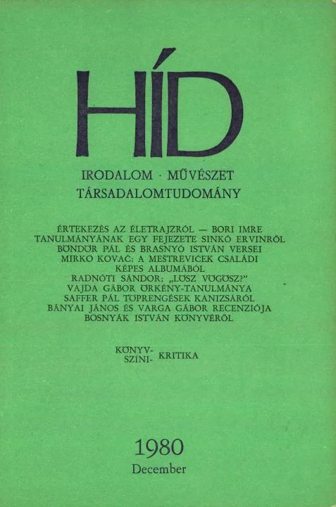 Híd, 44. évf. 1980. december. 12. sz. 1405–1544. oldal
