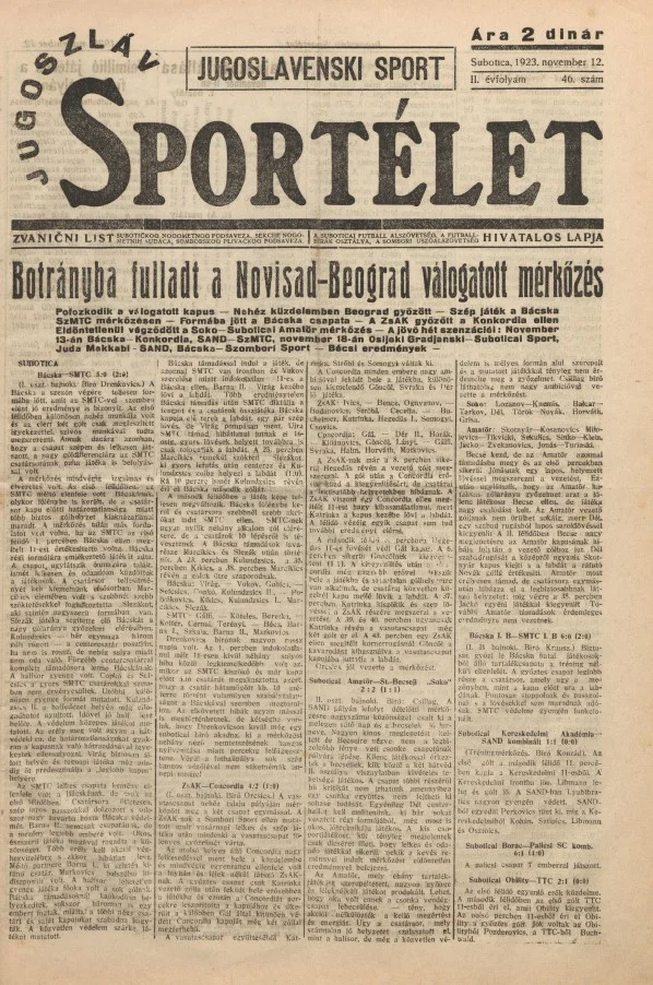 Jugoszláv sportélet, 2. évf. 1923. november 12. 46. sz.