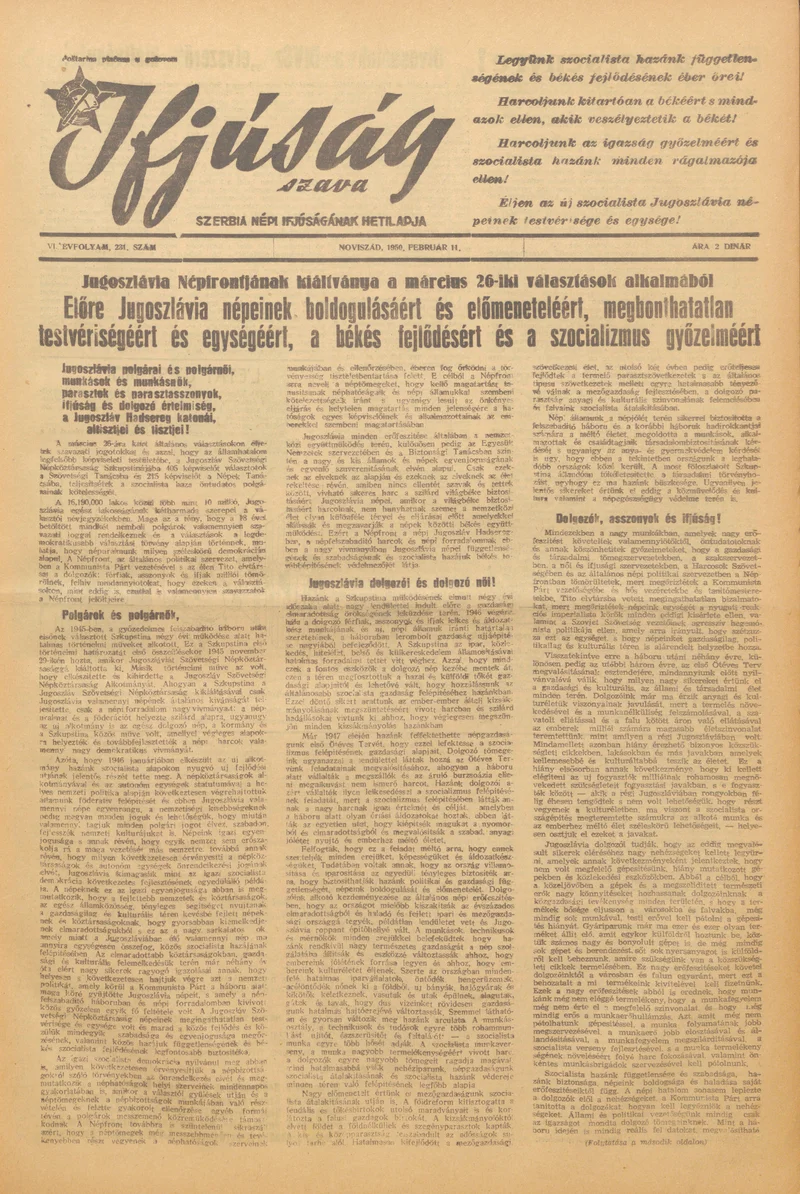 Ifjúság Szava, 6. évf. 1950. február 11. 231. sz.