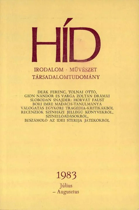 Híd, 47. évf. 1983. július – augusztus. 7–8. sz. 821–980. oldal