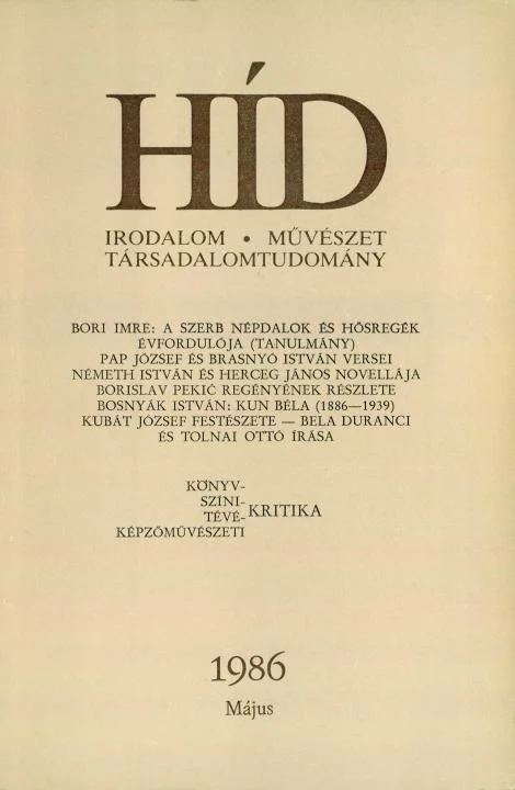 Híd, 50. évf. 1986. május. 5. sz. 613–736. oldal