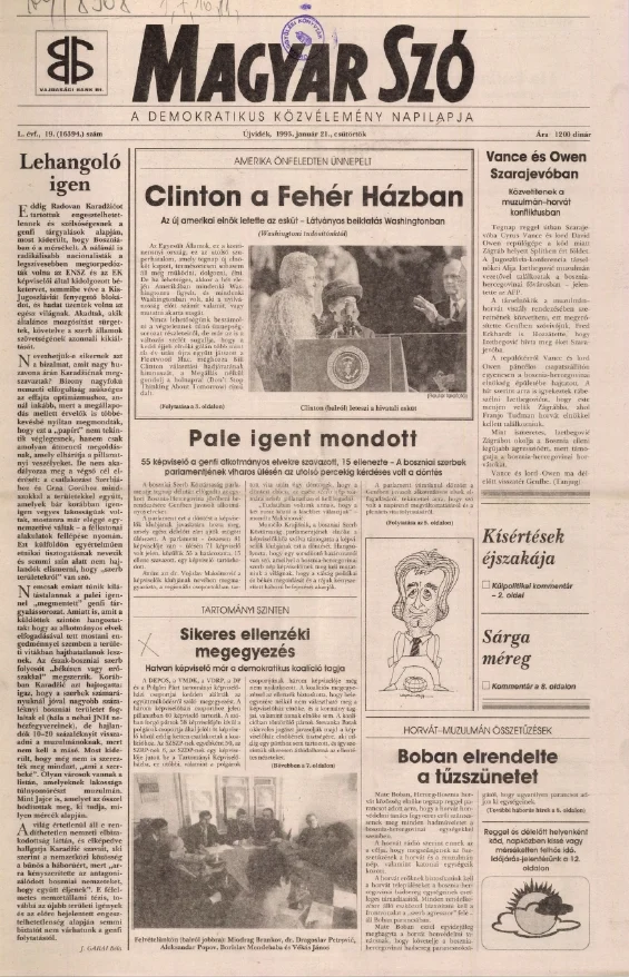 Magyar Szó, 50. évf. 1993. január 21. 19. sz. 1–16. oldal