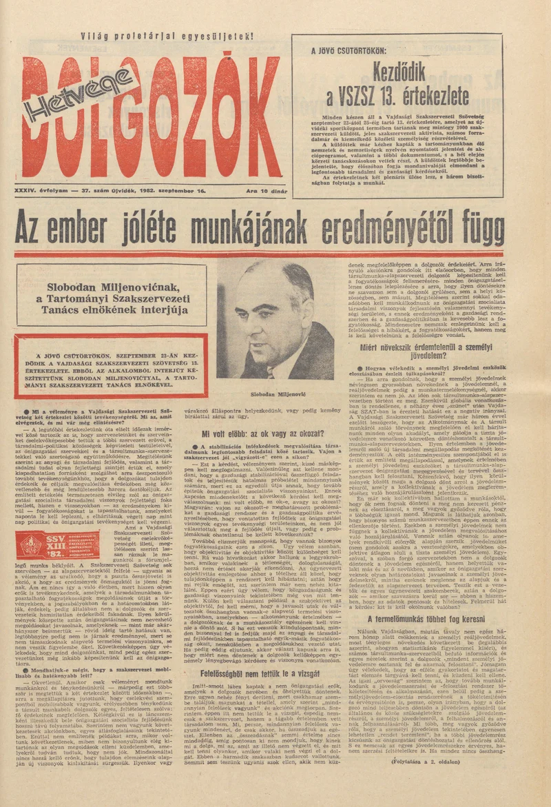 Dolgozók, 36. évf. 1982. szeptember 16. 37. sz.