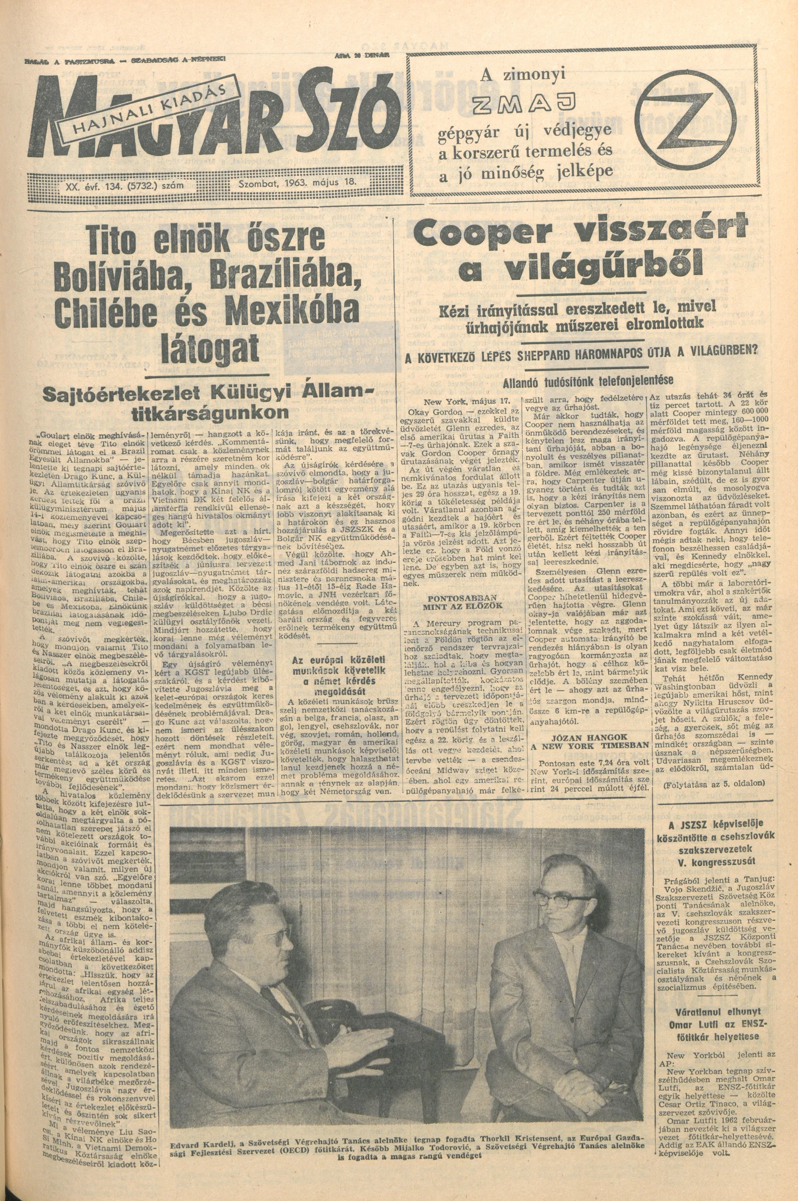 Magyar Szó, 20. évf. 1963. május 18. 134. sz. 1–12. oldal
