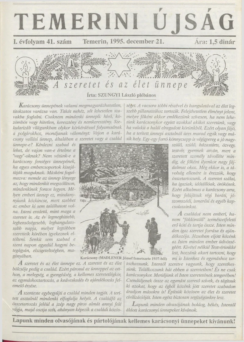 Temerini Újság, 1. évf. 1995. december 21. 41. sz.