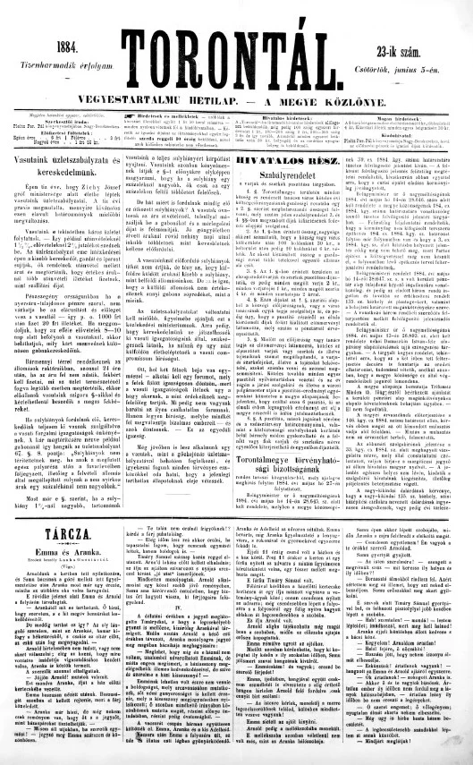 Torontál, 13. évf. 1884. június 5. 23. sz.