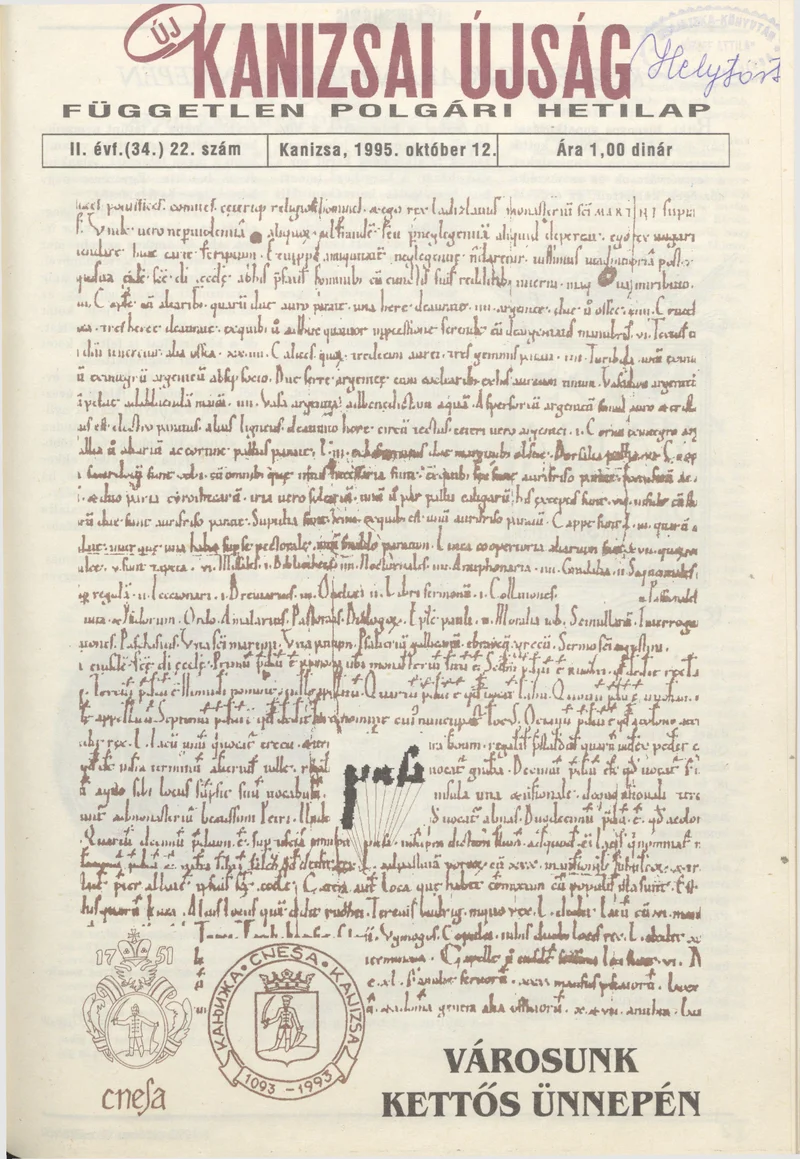Új Kanizsai Újság, 2. évf. 1995. október 12. 22. sz.