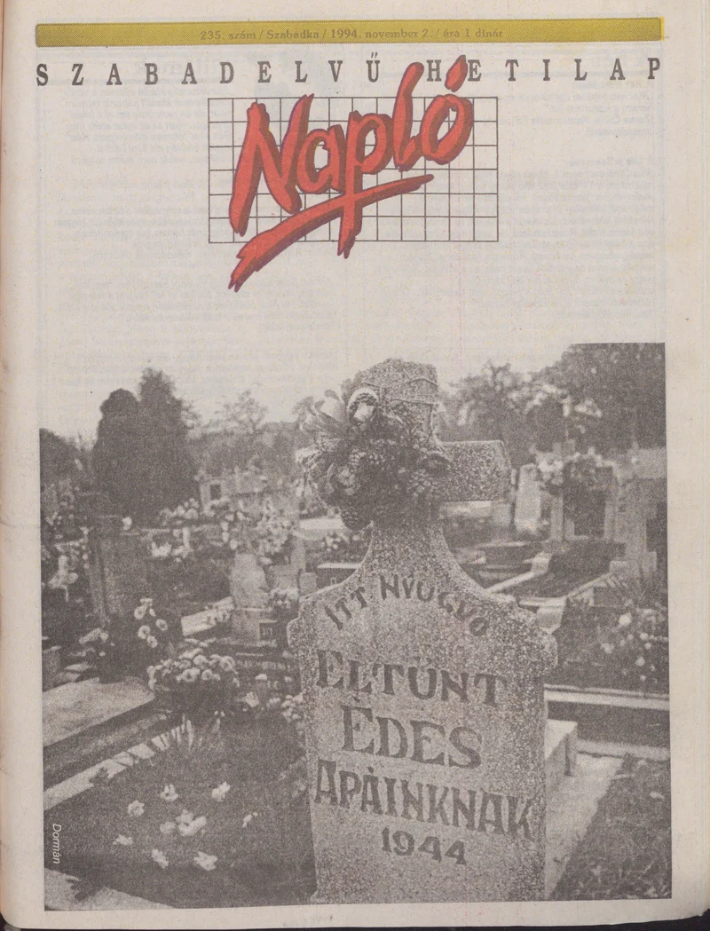 Napló - Szabadelvű hetilap, 5. évf. 1994. november 2. 235. sz.