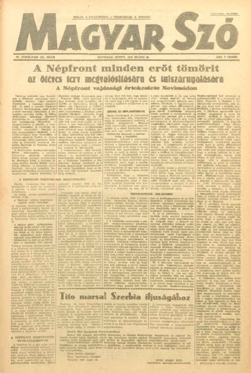 Magyar Szó, 4. évf. 1947. május 19. 125. sz.
