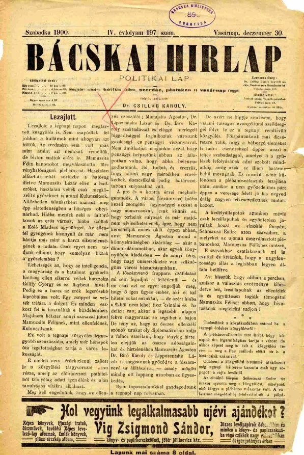 Bácskai Hirlap, 4. évf. 1900. december 30. 197. sz.