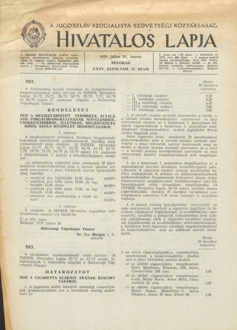 A Jugoszláv Szocialista Szövetségi Köztársaság Hivatalos Lapja, 35. évf. 1979. július 25. 35. sz. 1109–1112. oldal