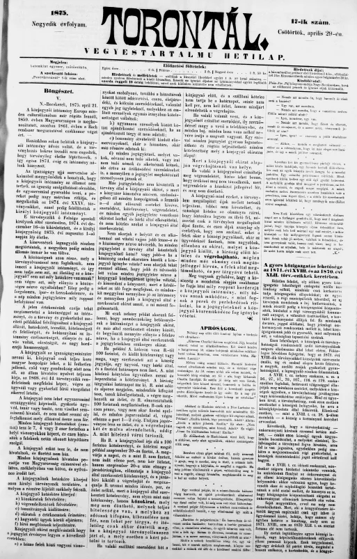 Torontál, 4. évf. 1875. április 29. 17. sz.