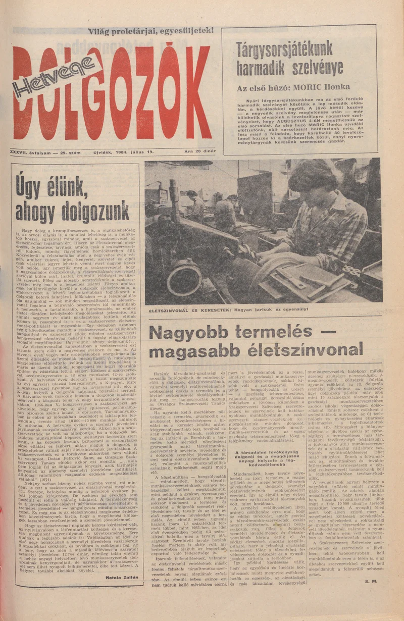 Dolgozók, 38. évf. 1984. július 19. 29. sz.