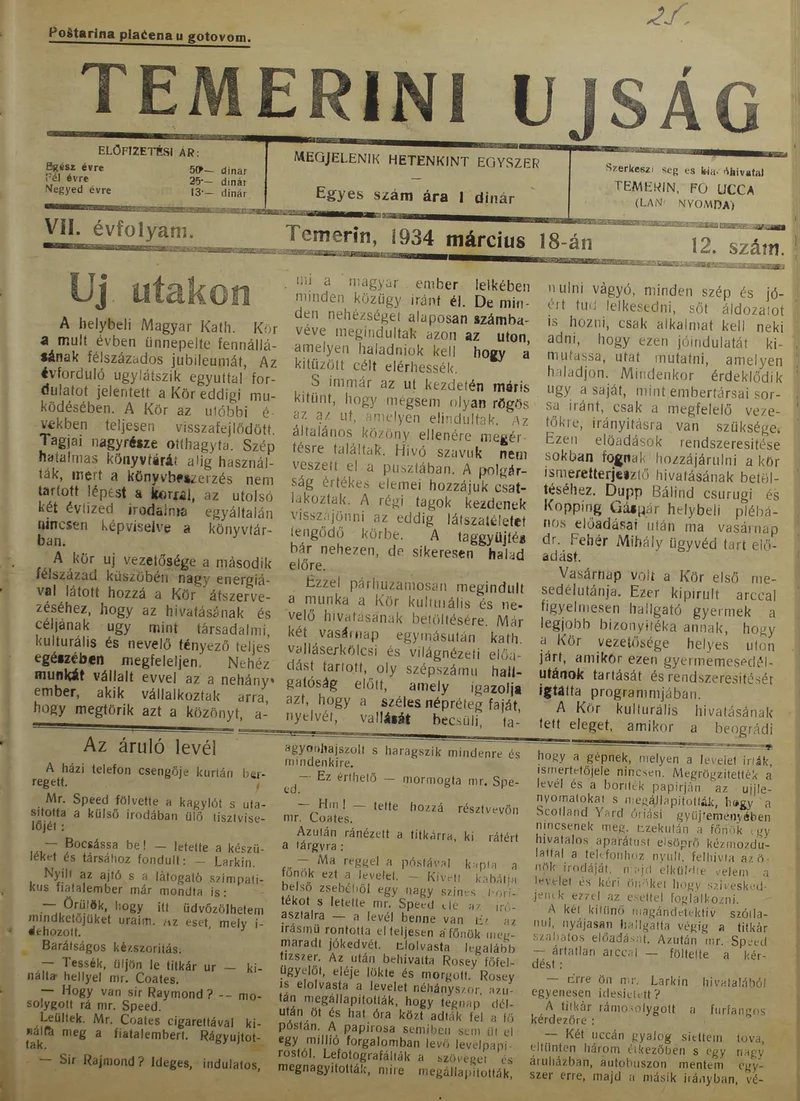 Temerini Újság 1928-1944, 7. évf. 1934. március 18. 12. sz.