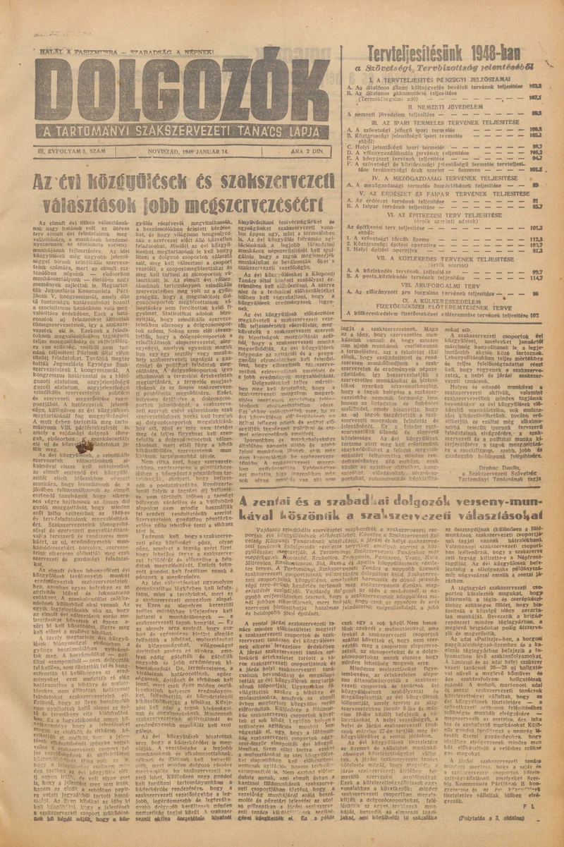 Dolgozók, 3. évf. 1949. január 14. 3. sz.