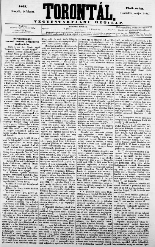 Torontál, 2. évf. 1873. május 8. 19. sz.