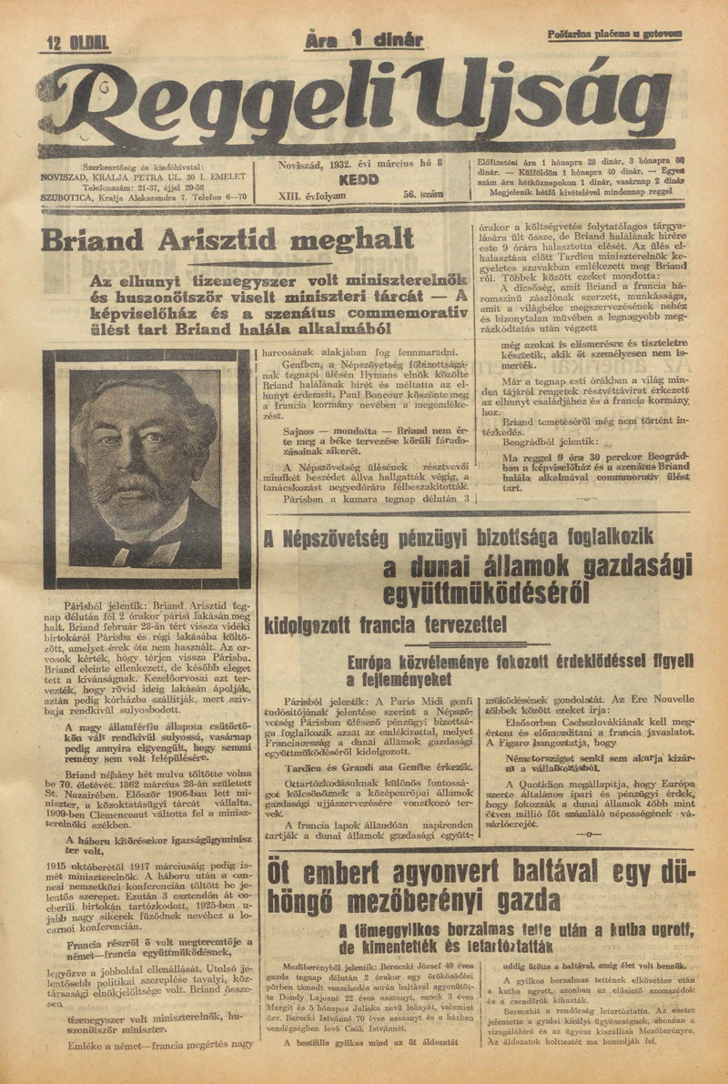 Reggeli Újság, 13. évf. 1932. március 8. 56. sz.
