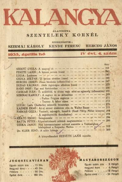 Kalangya, 4. évf. 1935. április. 4. sz. 241–320. oldal