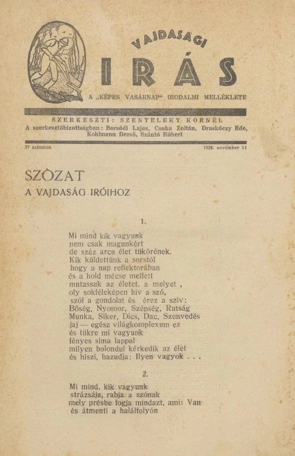 Vajdasági Írás, 1. évf. 1928. november 11. 37. sz. 225–256. oldal
