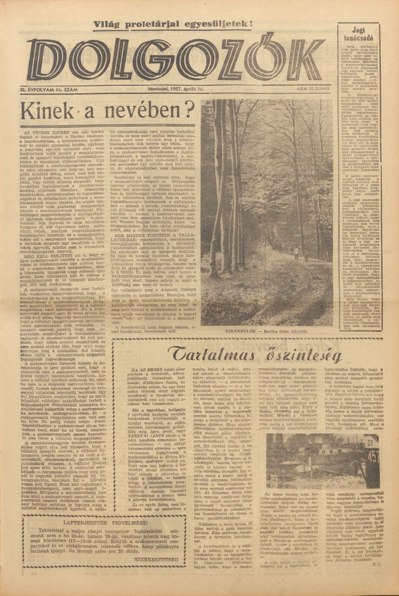 Dolgozók, 11. évf. 1957. április 16. 16. sz.