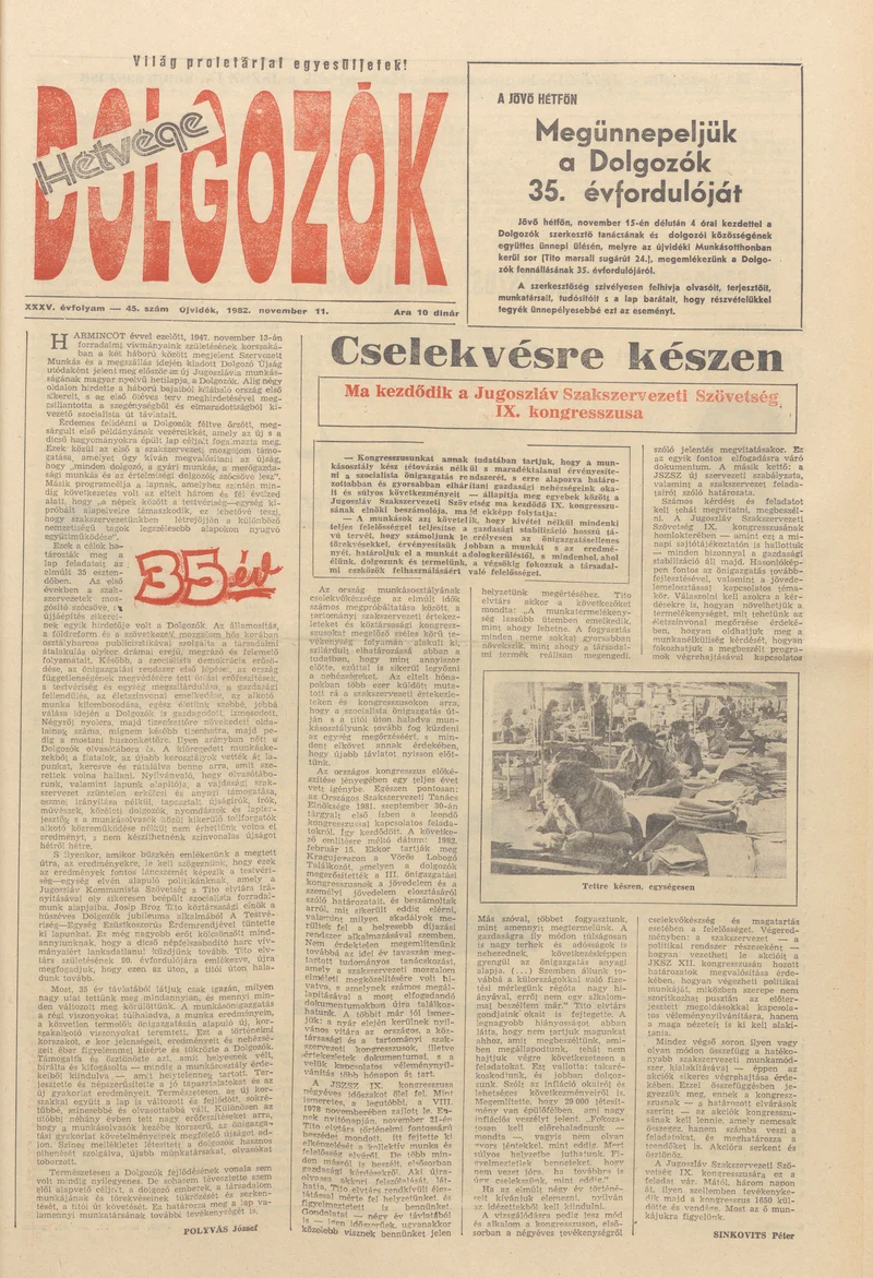 Dolgozók, 36. évf. 1982. november 11. 45. sz.