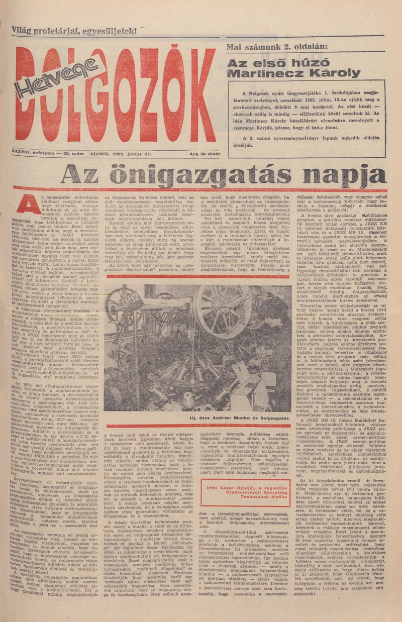 Dolgozók, 39. évf. 1985. június 27. 25. sz.