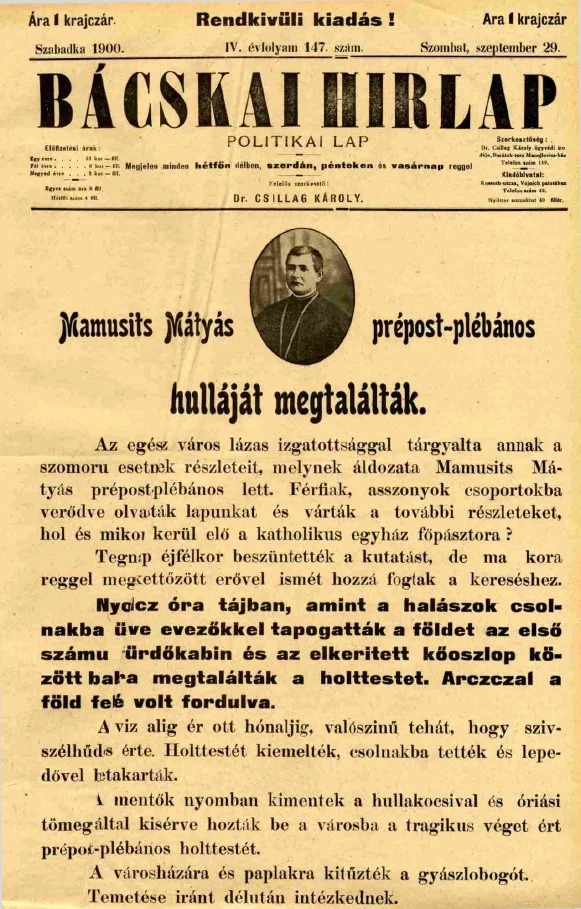 Bácskai Hirlap, 4. évf. 1900. szeptember 29. 147. sz.