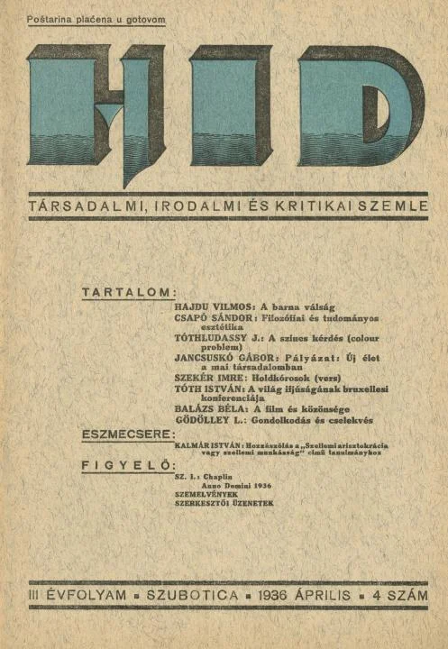 Híd, 3. évf. 1936. április. 4. sz. 1–24. oldal