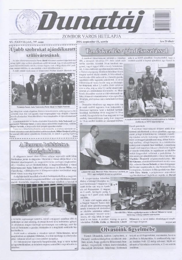 Dunatáj, 16. évf. 2014. szeptember 10. 797. sz.