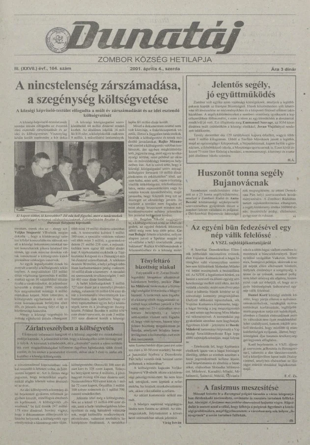 Dunatáj, 3. évf. 2001. április 4. 104. sz.