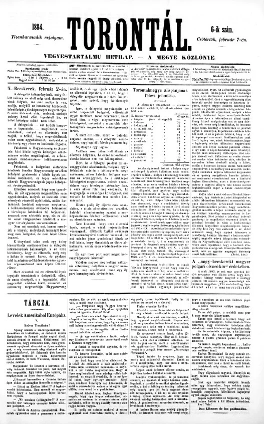 Torontál, 13. évf. 1884. február 7. 6. sz.