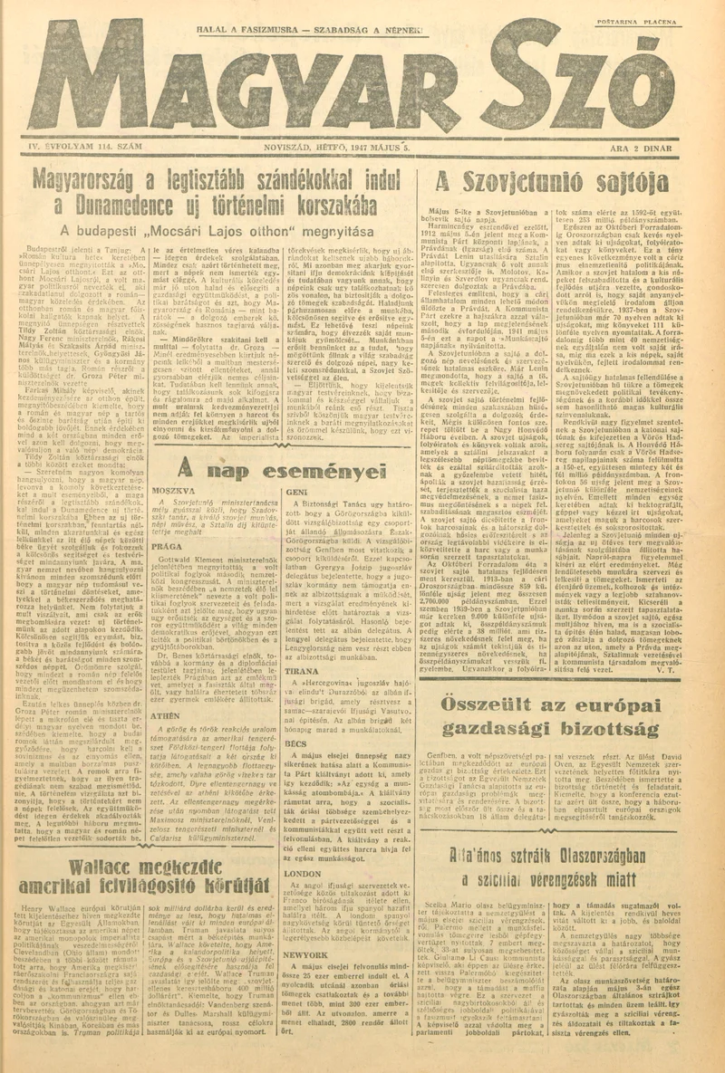 Magyar Szó, 4. évf. 1947. május 5. 114. sz. 1–4. oldal