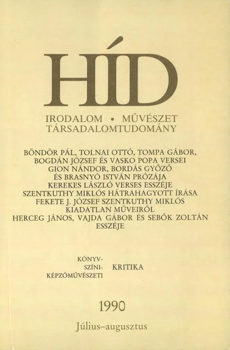 Híd, 54. évf. 1990. július – augusztus. 7–8. sz. 753–888. oldal