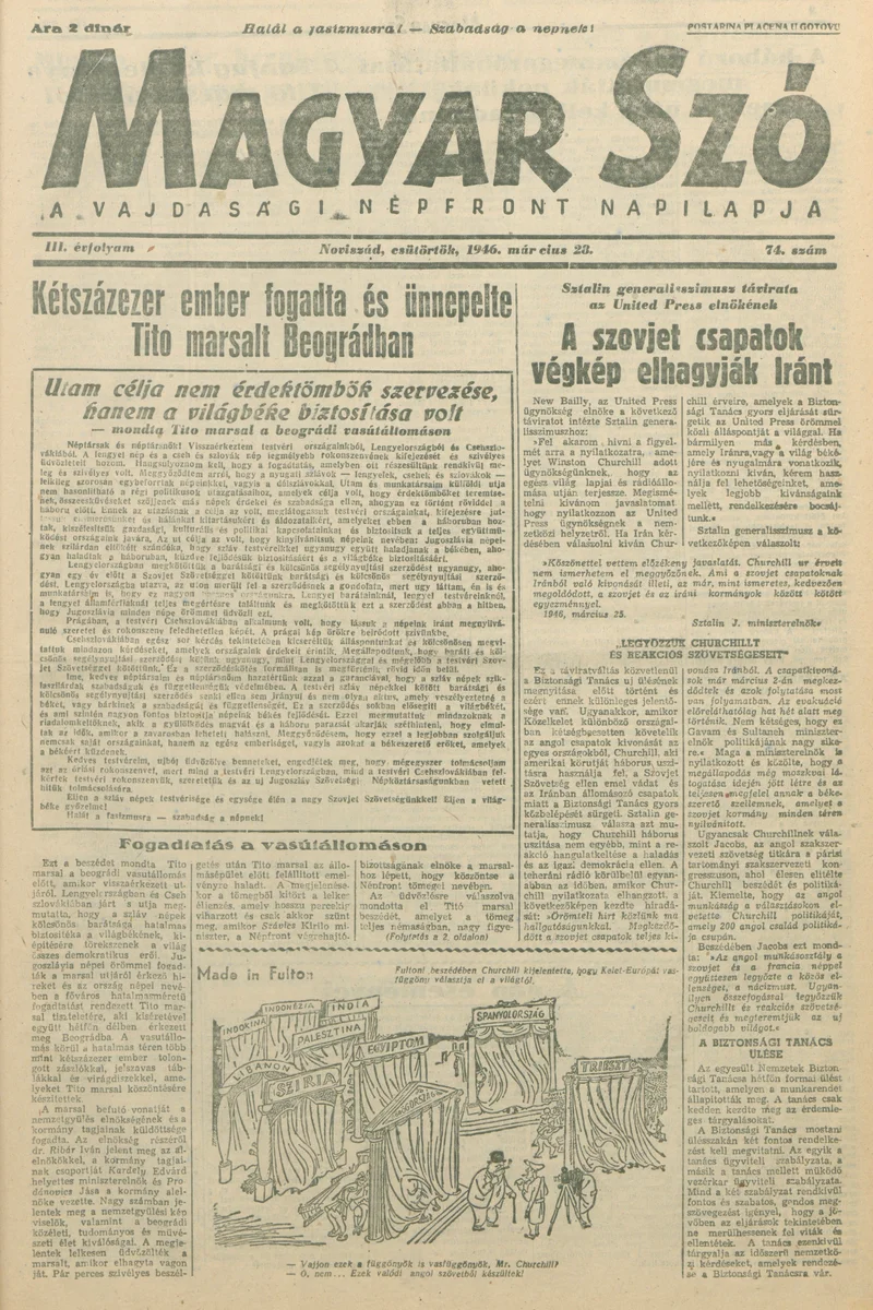 Magyar Szó, 3. évf. 1946. március 28. 74. sz. 1–8. oldal
