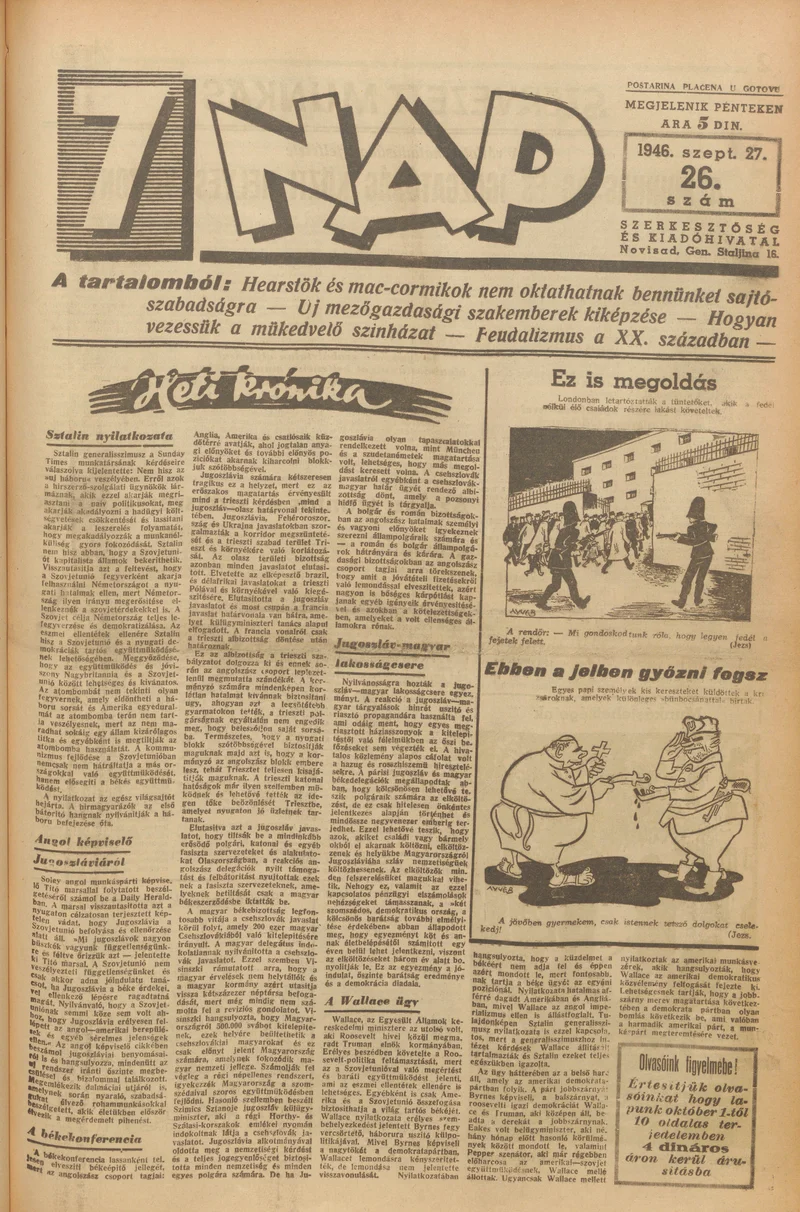 7 Nap, 1. évf. 1946. szeptember 27. 26. sz. 1–10. oldal