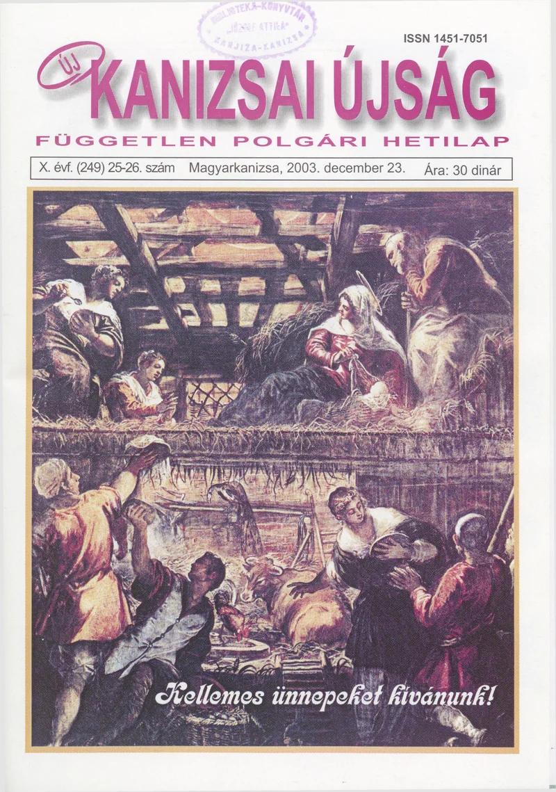 Új Kanizsai Újság, 10. évf. 2003. december 23. 25–26. sz.