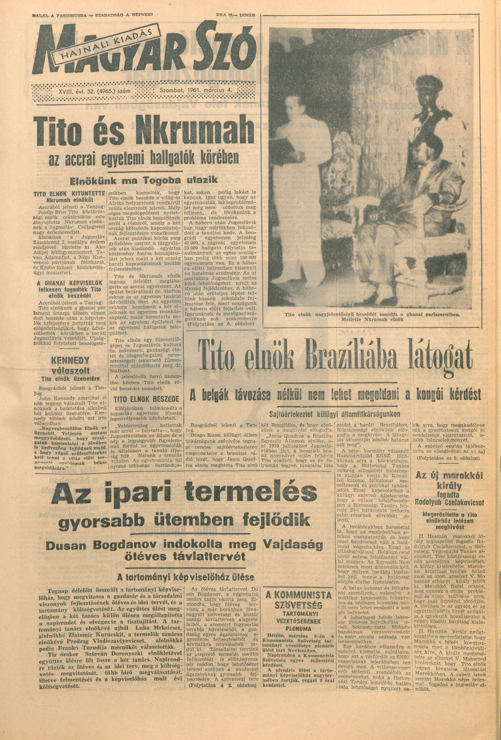 Magyar Szó, 18. évf. 1961. március 4. 52. sz. 1–12. oldal