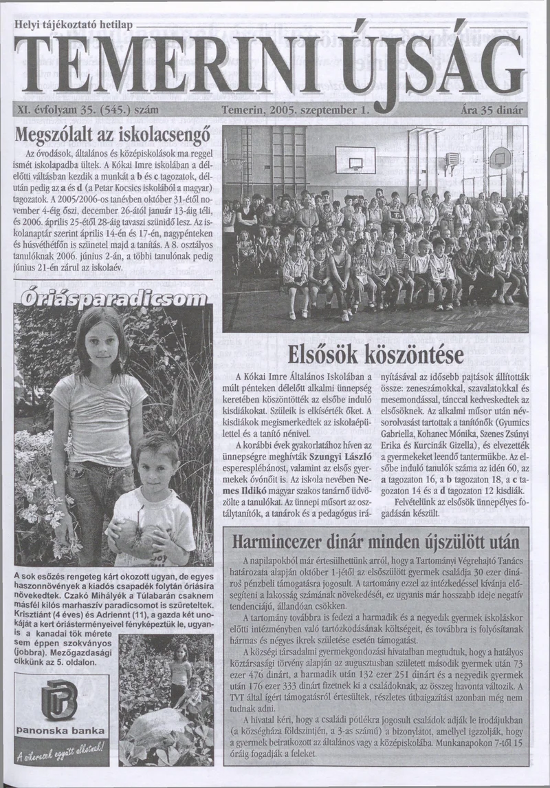 Temerini Újság, 11. évf. 2005. szeptember 1. 35. sz.