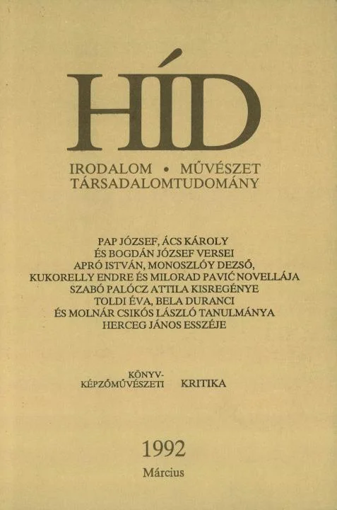 Híd, 56. évf. 1992. március. 3. sz. 117–232. oldal