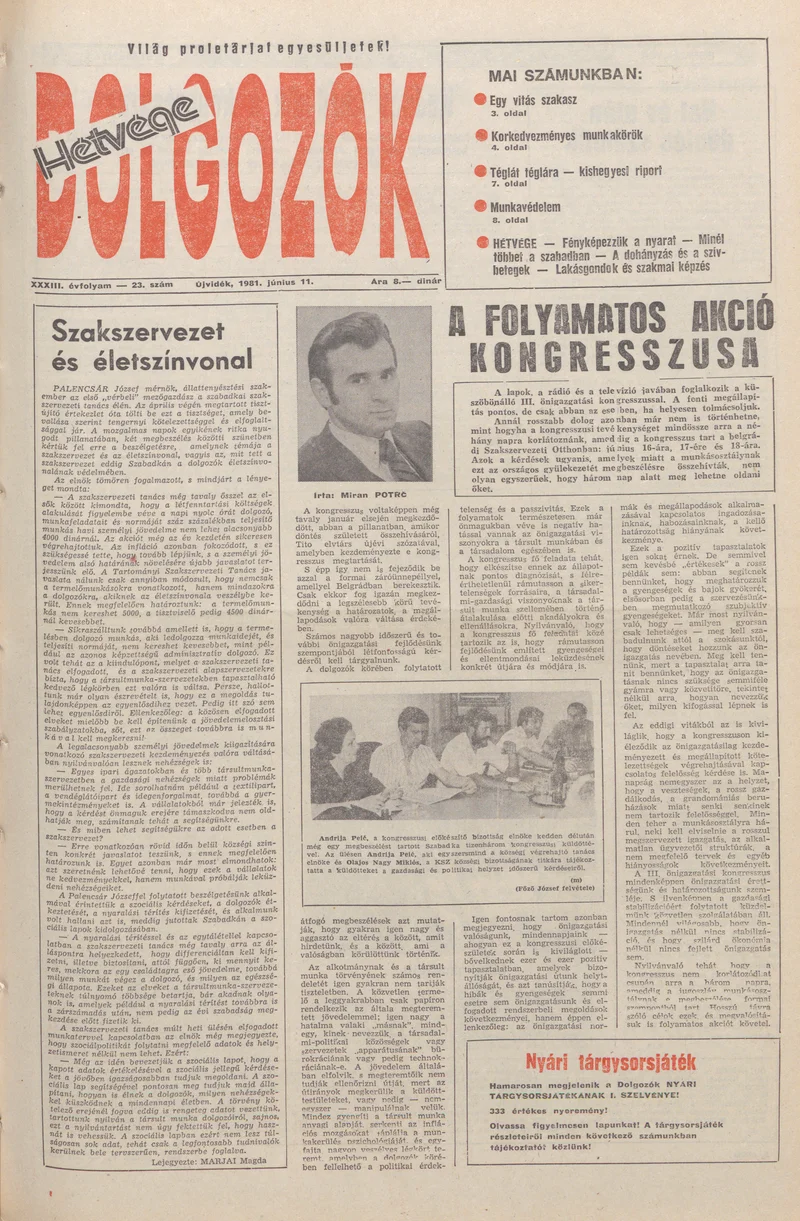 Dolgozók, 35. évf. 1981. június 11. 23. sz.