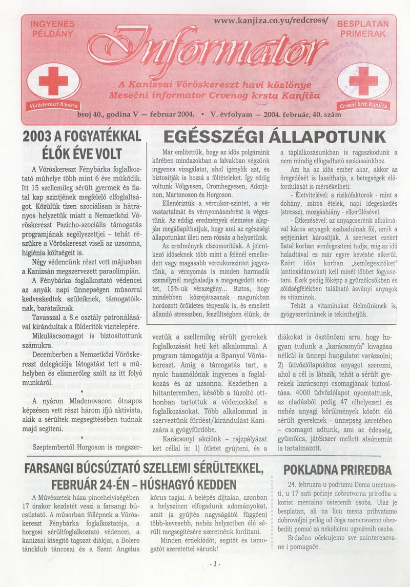 Informator, 5. évf. 2004. február 1. 40. sz.