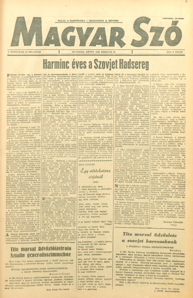 Magyar Szó, 5. évf. 1948. február 23. 46. sz. 1–6. oldal