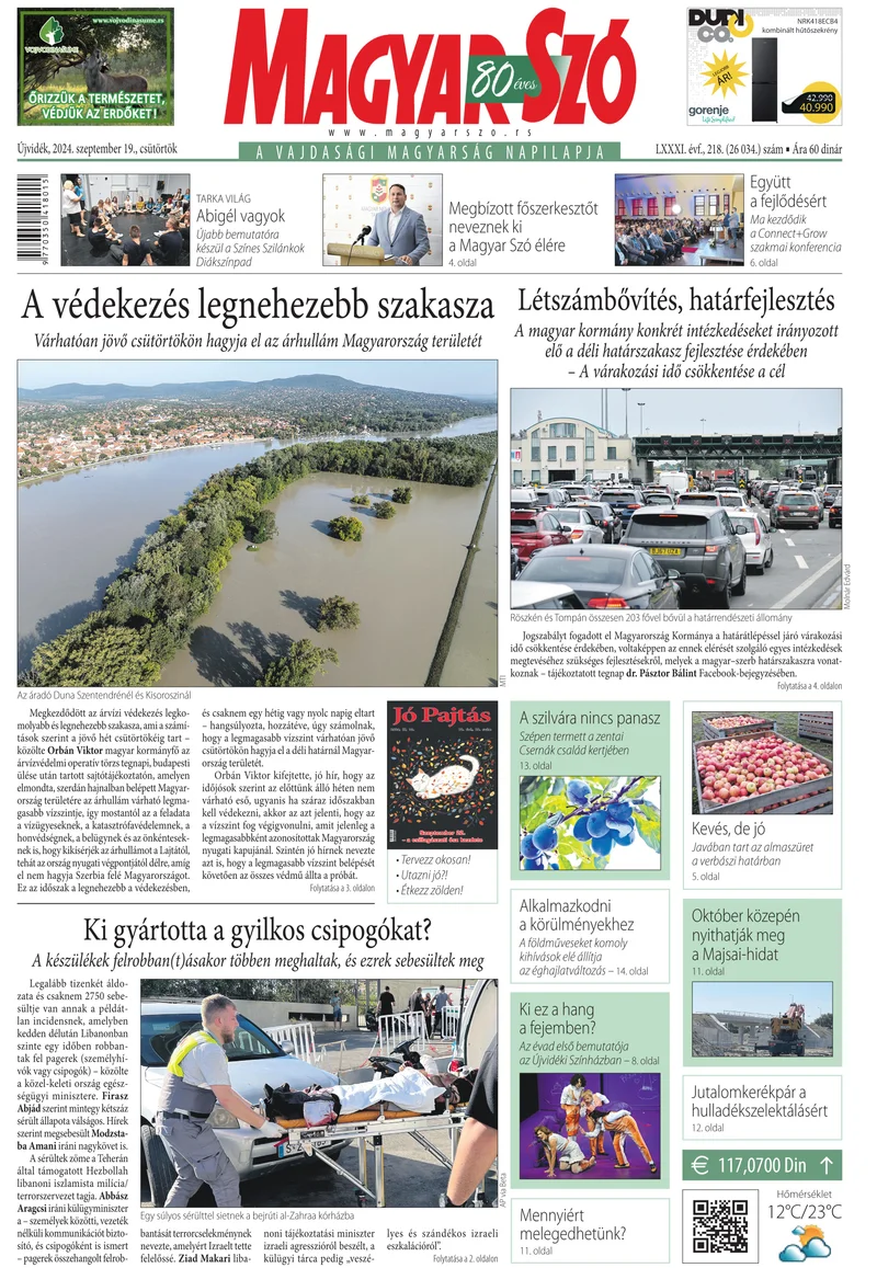 Magyar Szó, 81. évf. 2024. szeptember 19. 218. sz. 1–20. oldal