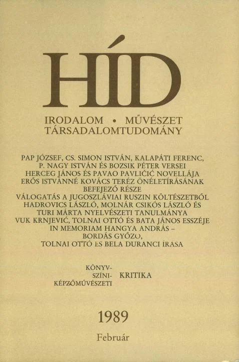 Híd, 53. évf. 1989. február. 2. sz. 123–266. oldal